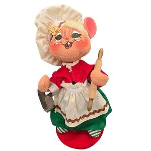 Annalee 2008 Chef Mouse Doll Rolling Pin & Cookie Cutter 10" Christmas Holiday